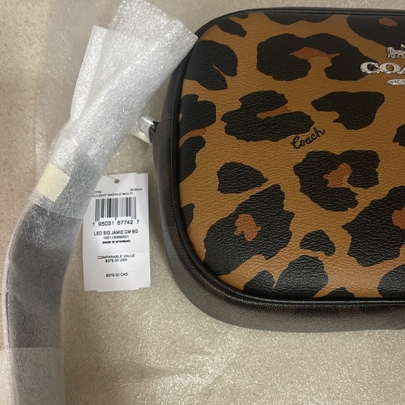 Coach Jamie Camera Crossbody Purse Bag In Signature Canvas Leopard Print - Picture 5 of 8